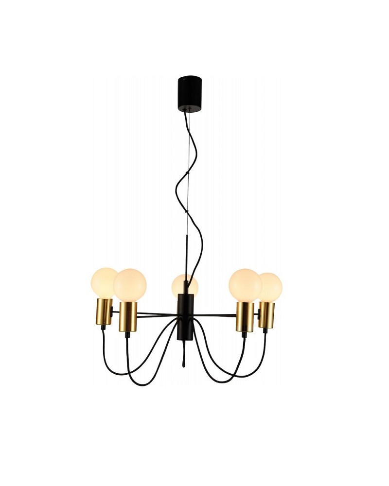 Φωτιστικό κρεμαστό 5φωτο μεταλλικό μαύρο/χρυσό Ε27 Volter VIOKEF