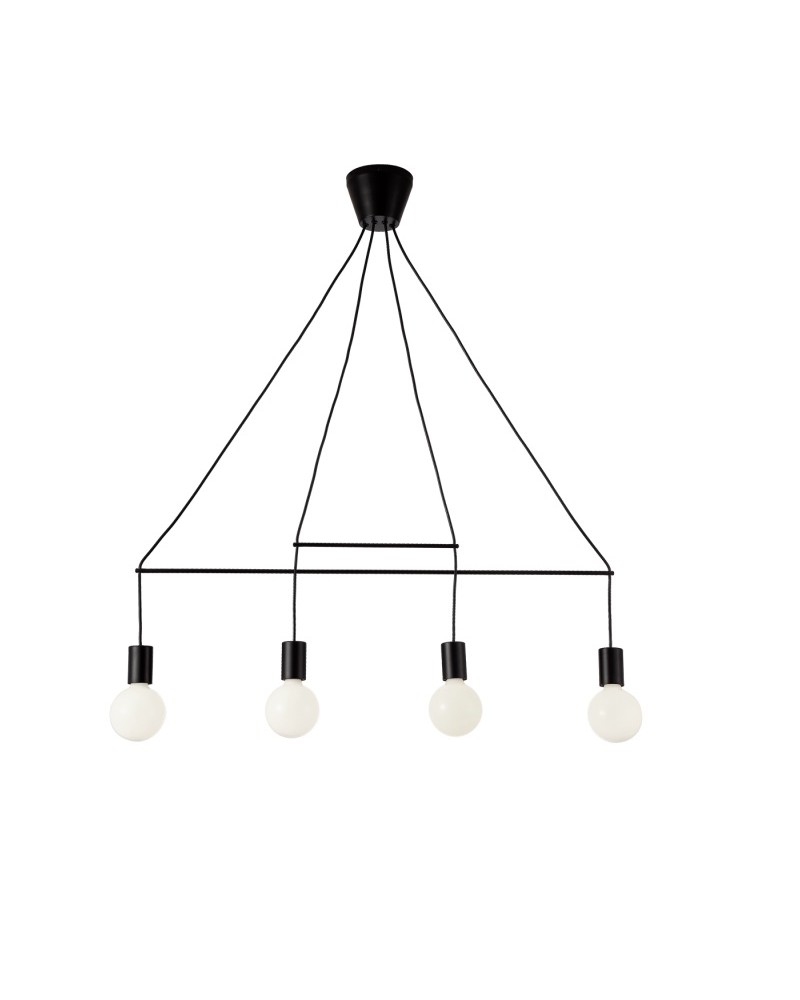 Φωτιστικό κρεμαστό ράγα 4φωτη μεταλλική μαύρη Ε27 Gloria VIOKEF