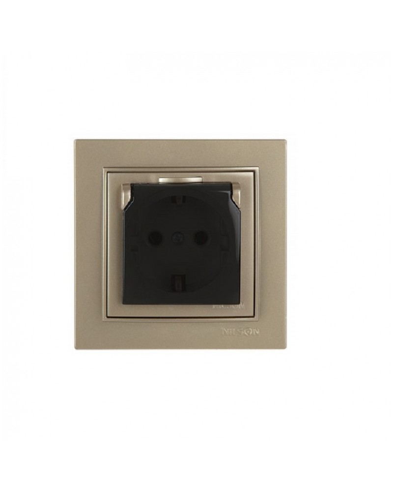 Nilson Πρίζα σούκο ασφαλείας με καπάκι σατινέ GEYER