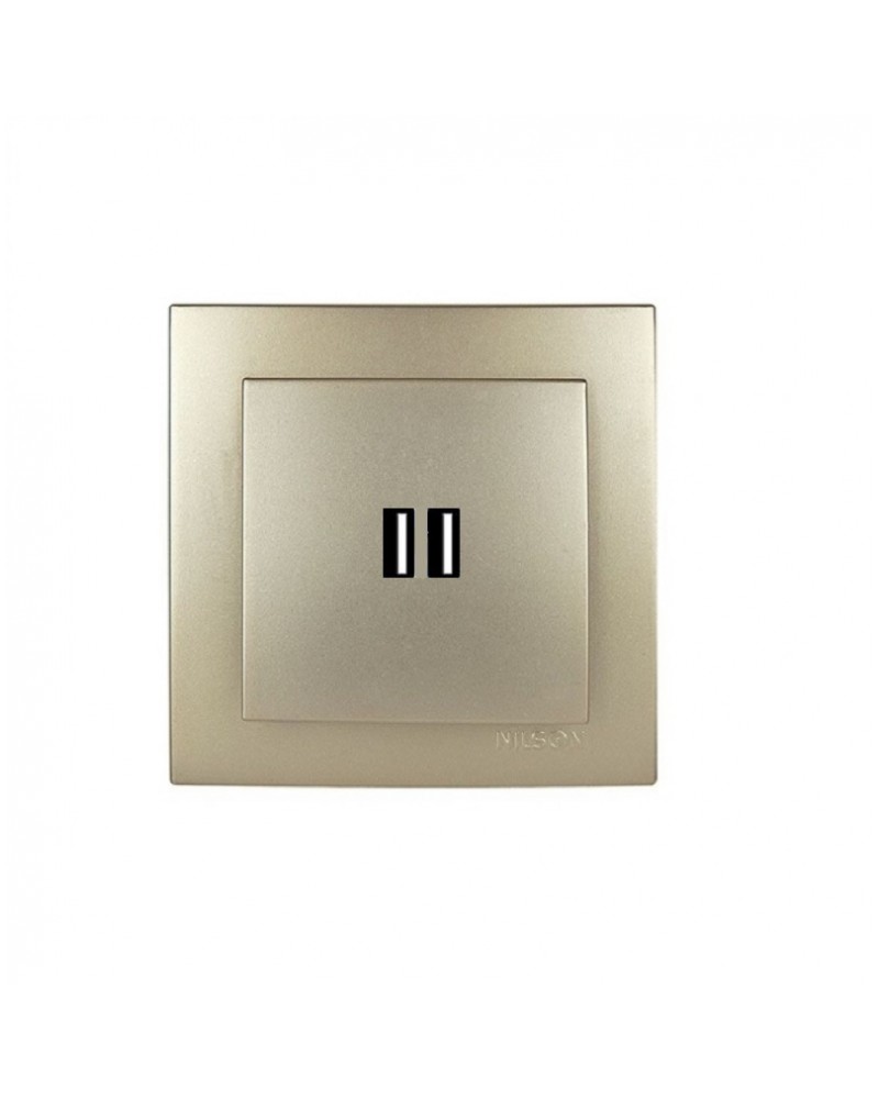 Nilson Πρίζα USB διπλή σατινέ GEYER