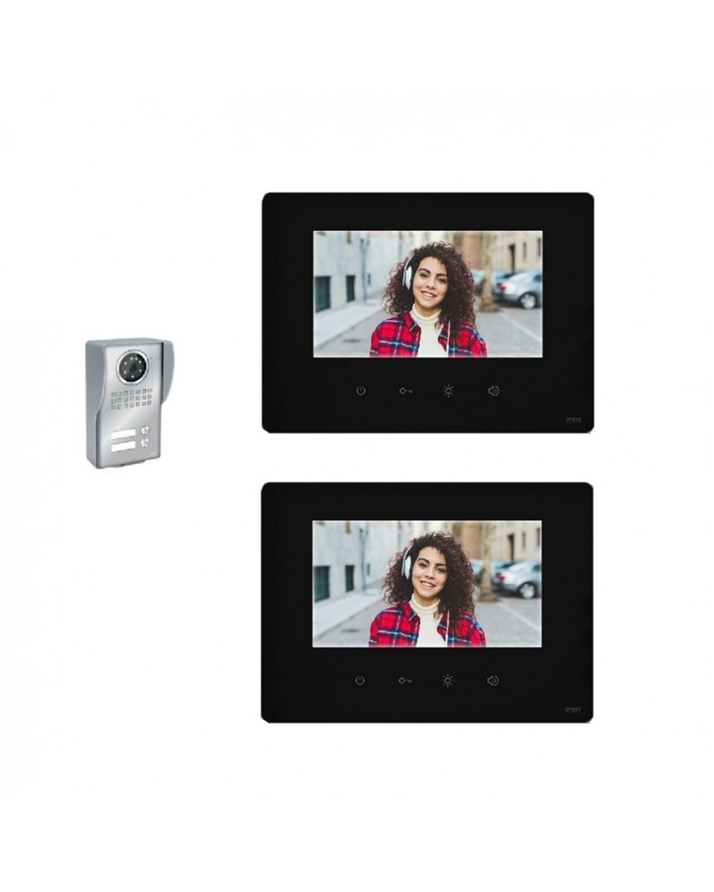 Κιτ θυροτηλεόρασης έγχρωμο για 2 διαμερίσματα 7 ιντσών μαύρο CTC