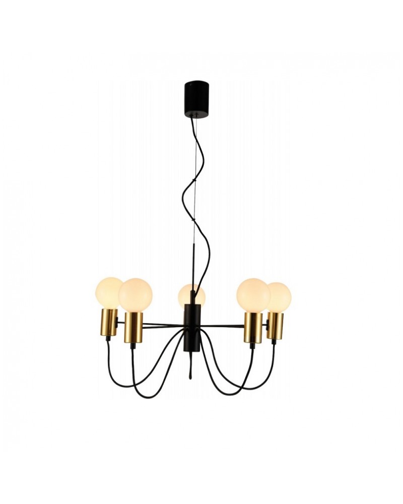 Φωτιστικό κρεμαστό 5φωτο μεταλλικό μαύρο/χρυσό Ε27 Volter VIOKEF