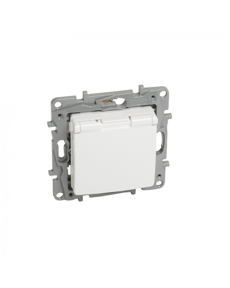 Niloe πρίζα 2Π+Γ σούκο ασφαλείας με καπάκι λευκή LEGRAND