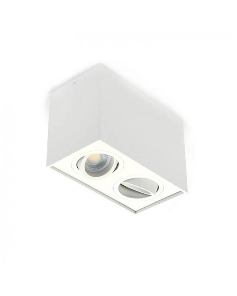 Σποτ επίτοιχο τετράγωνο διπλό λευκό GU10 GEYER