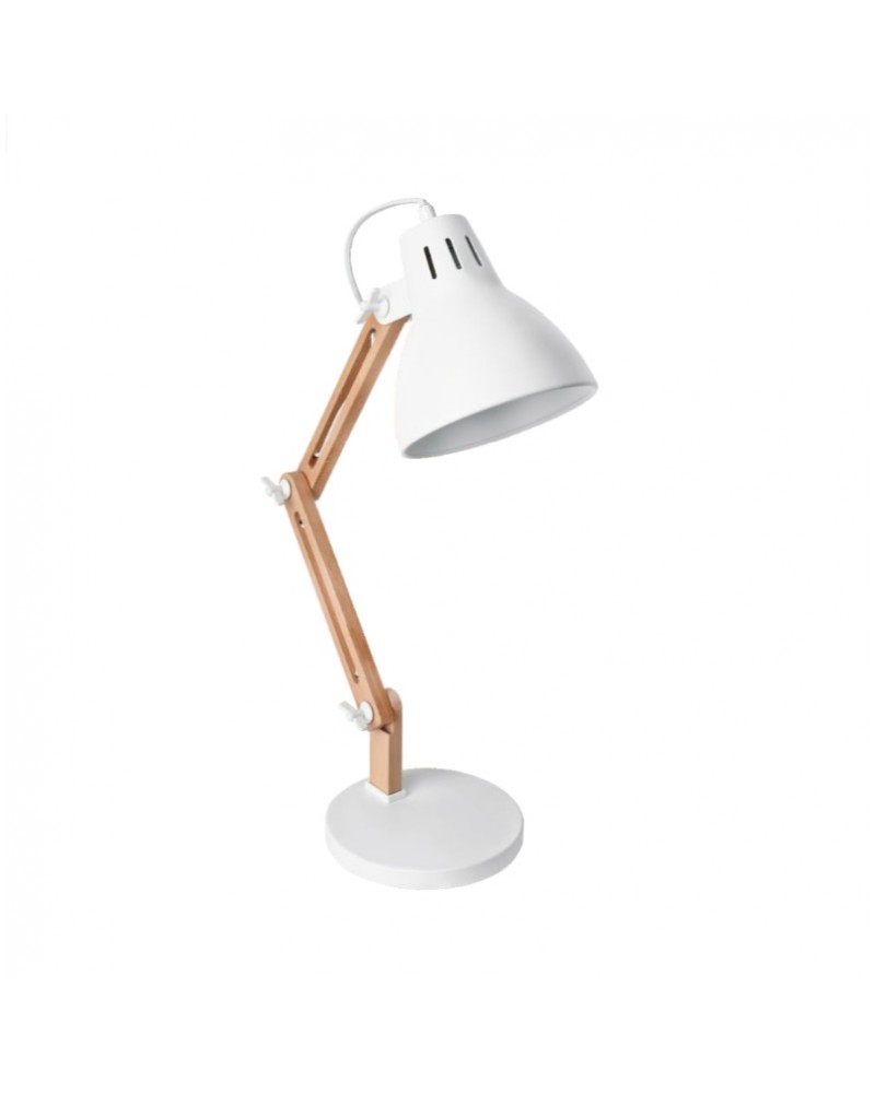 Φωτιστικό γραφείου μέταλλο/ξύλο λευκό Ε27 20W SPOTLIGHT