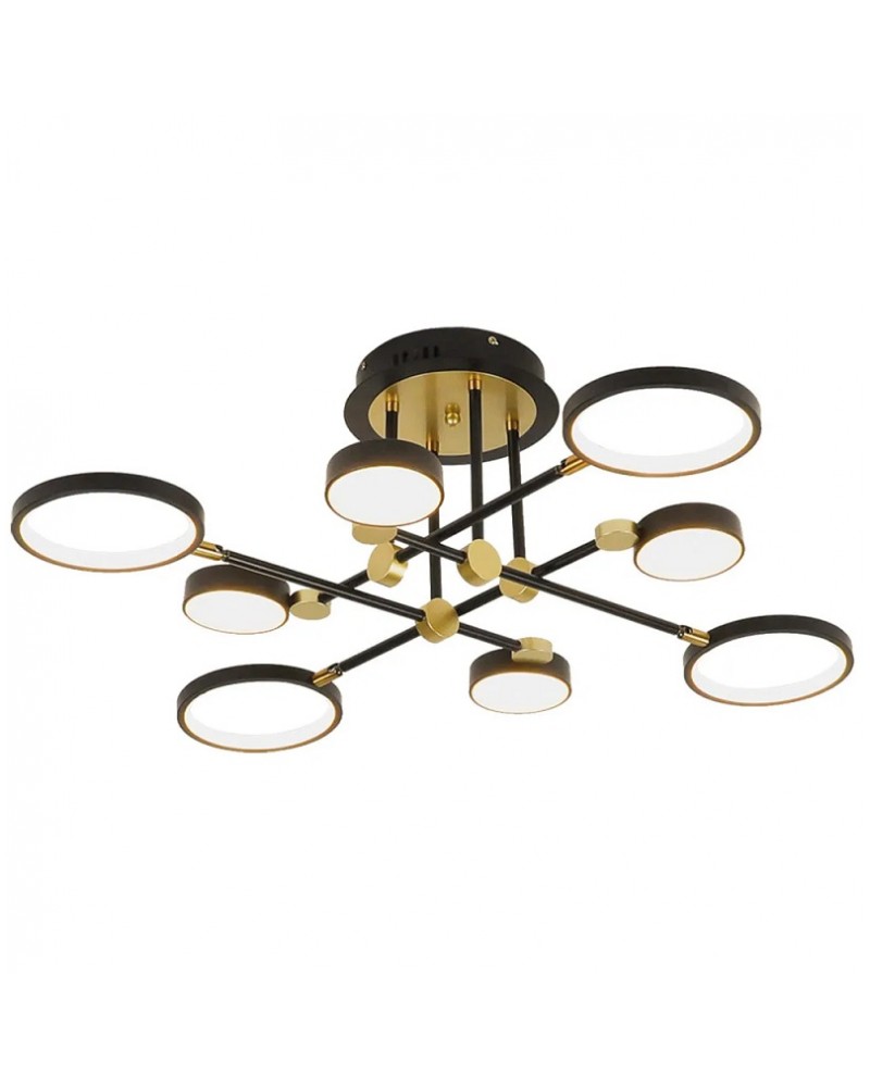 Πλαφονιέρα οροφής μεταλλική σε μαύρο-χρυσό Led 63W 3000K Persa VIOKEF