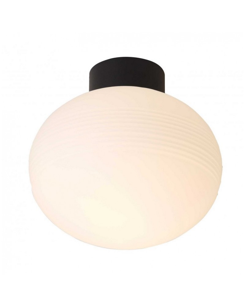 Πλαφονιέρα μεταλλική μαύρη με οπάλ γυαλί Ε27 Αngelo VIOKEF