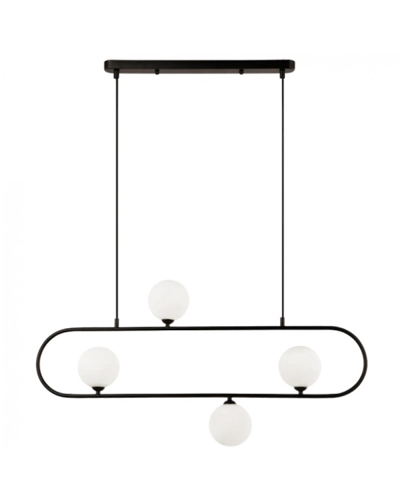 Φωτιστικό ράγα 4φωτο μεταλλικό μαύρο με οπάλ γυαλί G9 Fancy VIOKEF