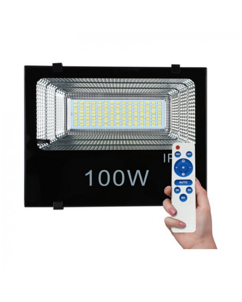 Προβολέας led 100W με ηλιακό πάνελ & χειριστήριο 6000K IP65 SPOTLIGHT