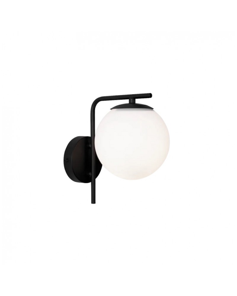 Απλίκα τοίχου μεταλλική μαύρη με οπάλ γυαλί E14 Anouk VIOKEF