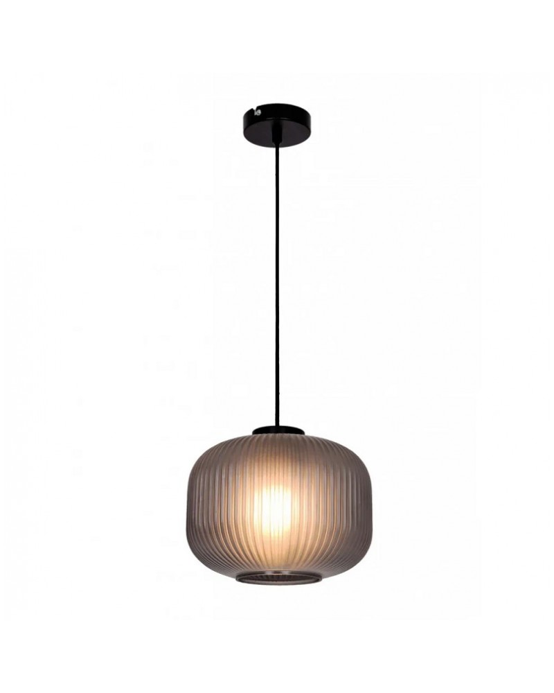 Φωτιστικό κρεμαστό μεταλλικό μαύρο με φυμέ γυαλί Ε27 Astor VIOKEF