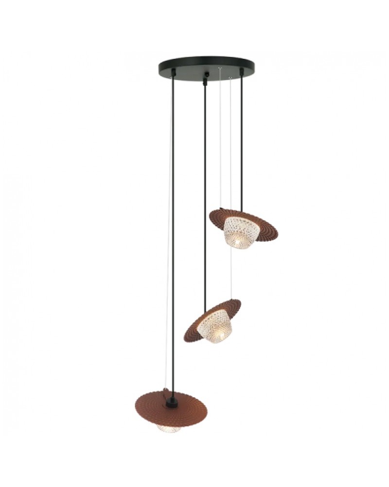 Φωτιστικό κρεμαστό 3φωτο μεταλλικό χάλκινο G9 Carmen VIOKEF