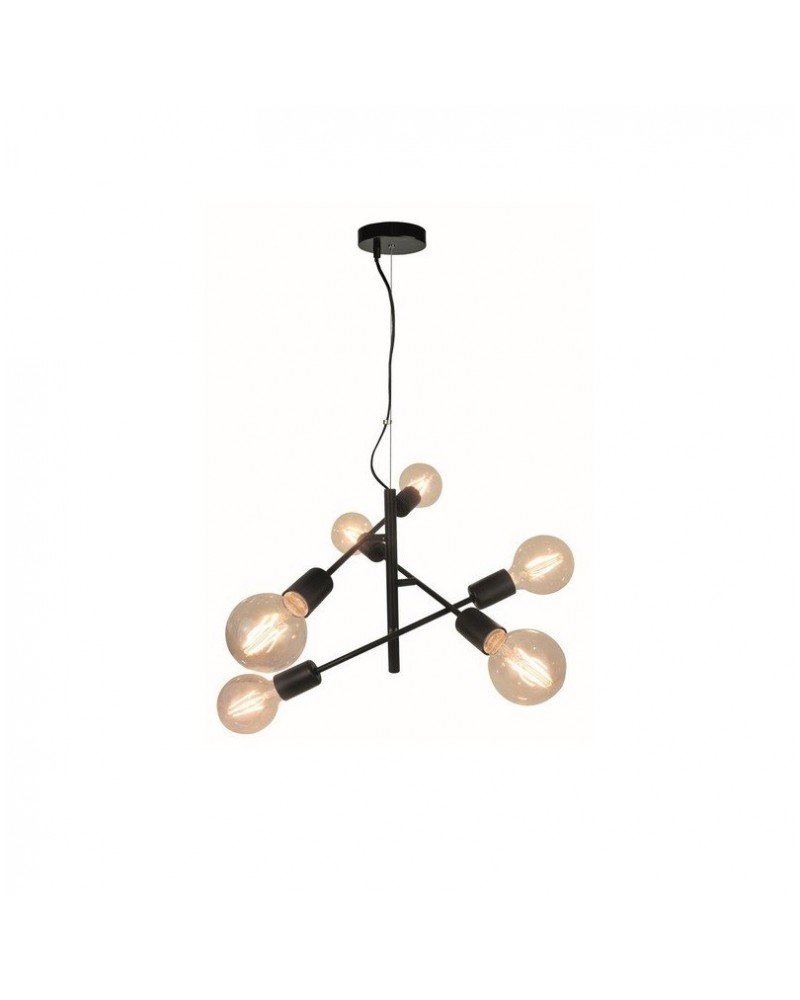 Φωτιστικό κρεμαστό 6φωτο μεταλλικό μαύρο E27 Freestyle VIOKEF