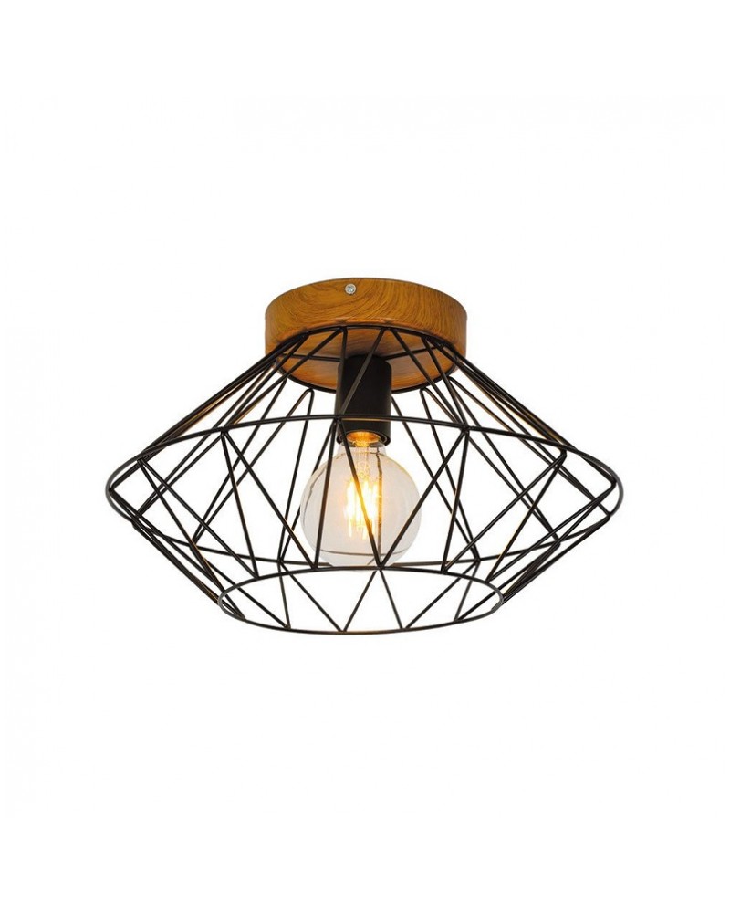 Πλαφονιέρα μεταλλική μαύρη/καφέ E27 Vega VIOKEF