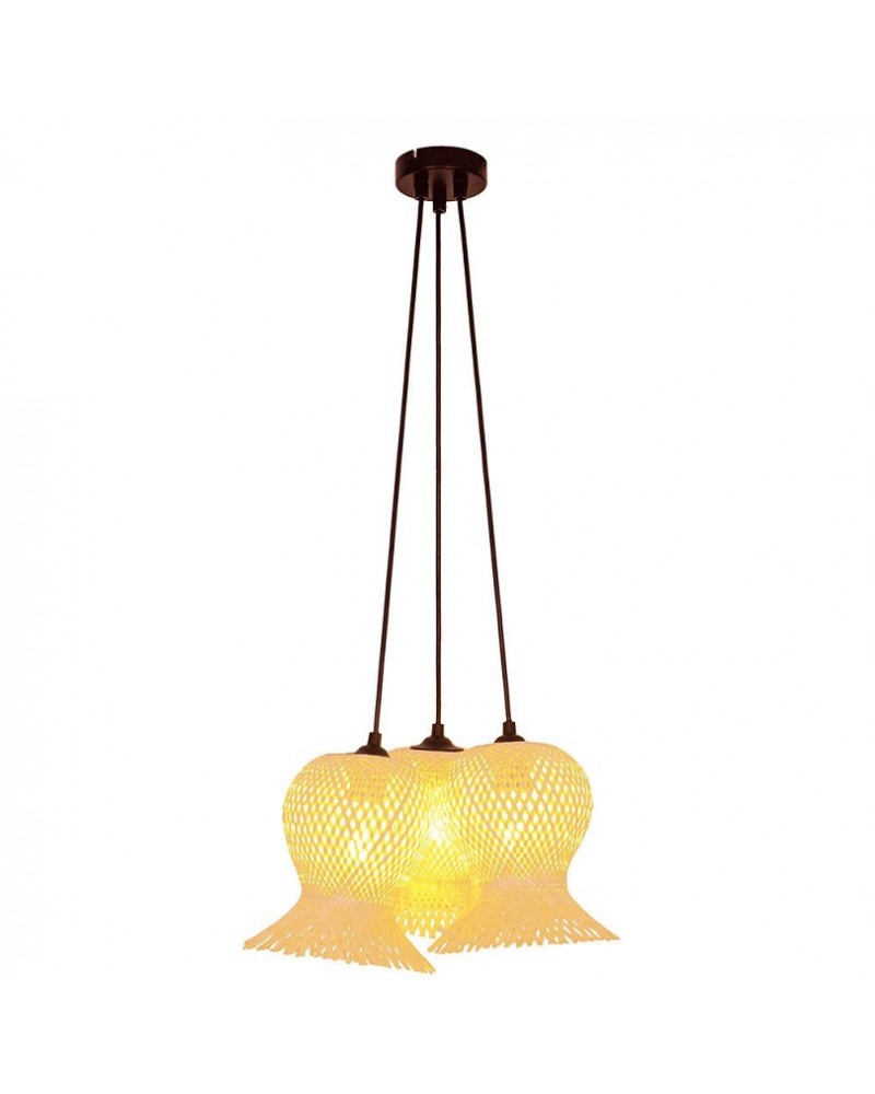 Φωτιστικό κρεμαστό 3φωτο rattan E27 Contessa VIOKEF