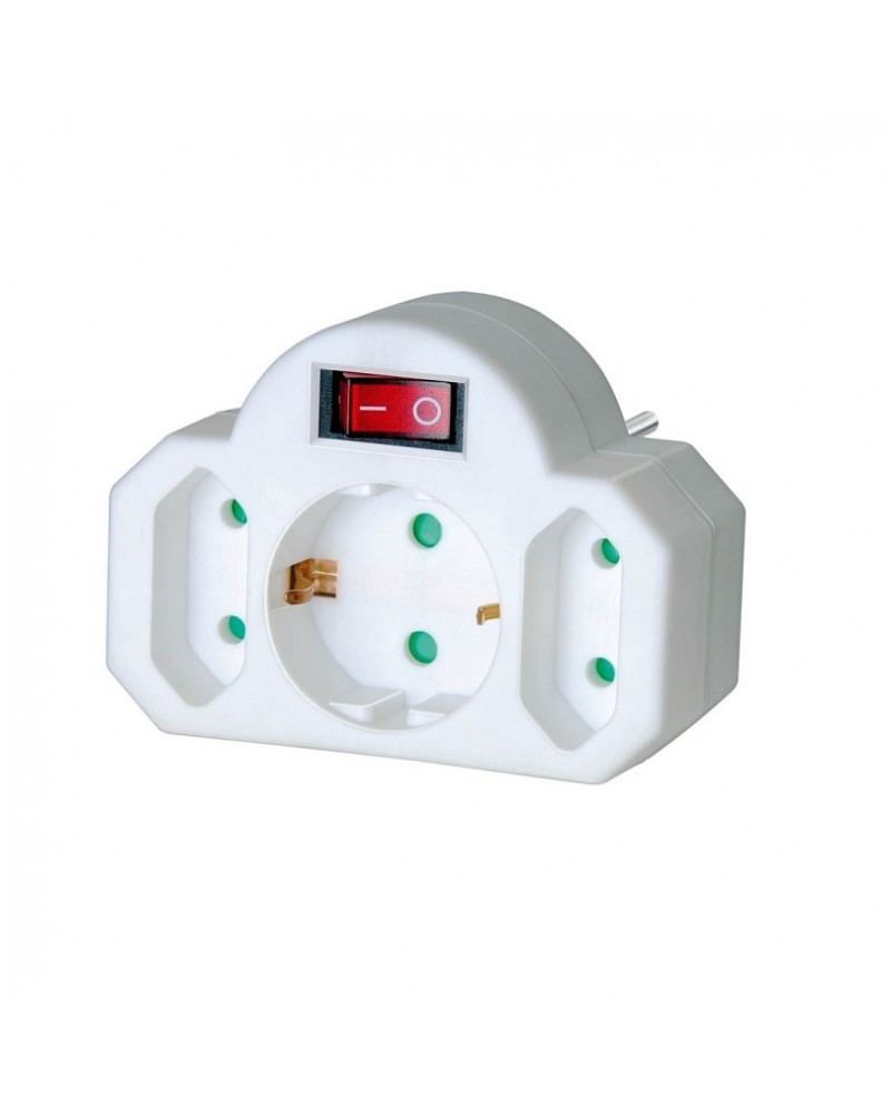 Αντάπτορας 1 σούκο+2 διπολικά με διακόπτη ON/OFF COM