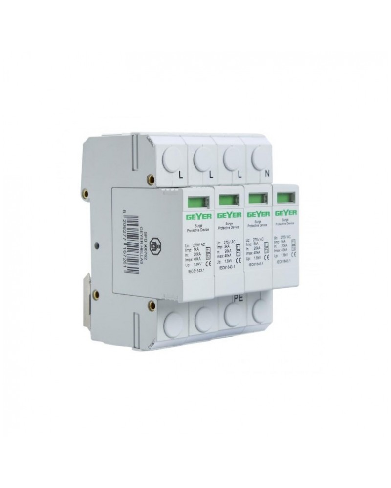 Αντικεραυνικό ράγας τύπου T1+T2 AC 3P+N 40kA GEYER