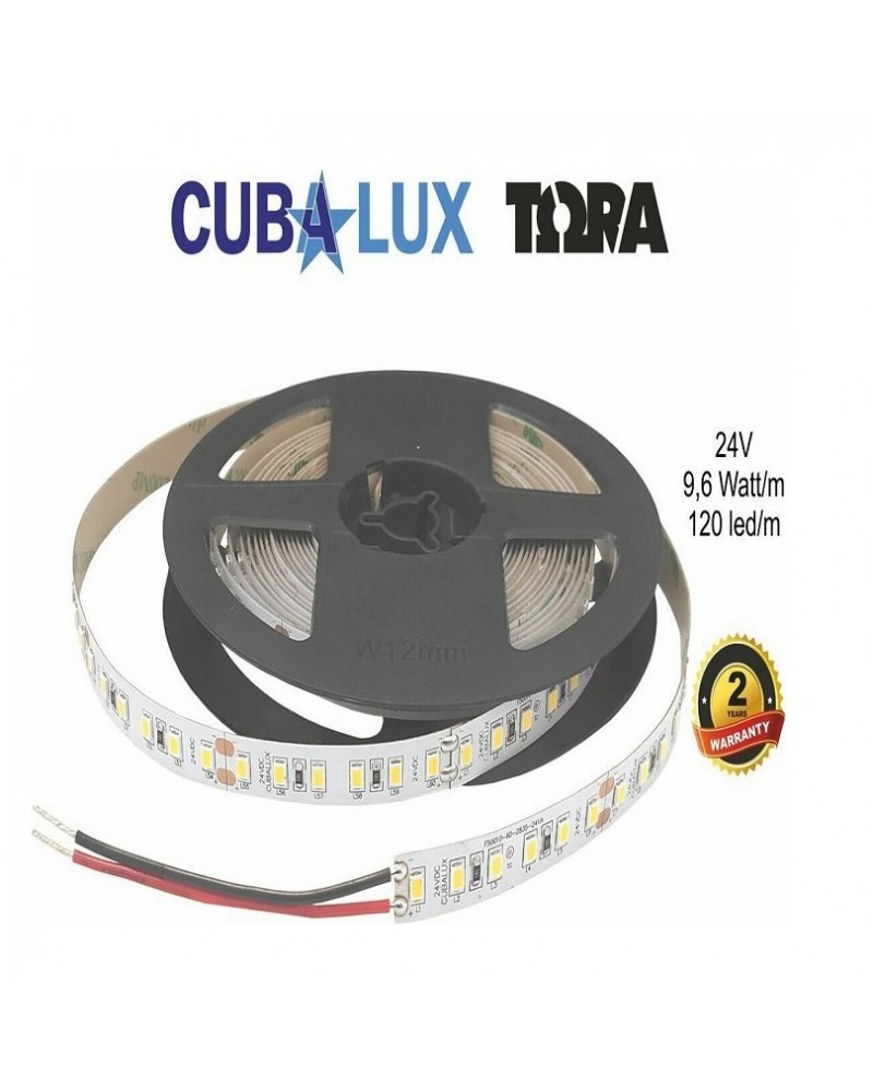 Ταινία led CRI80 24V 9.6W IP20 120led/m 2700K 5m CUBALUX