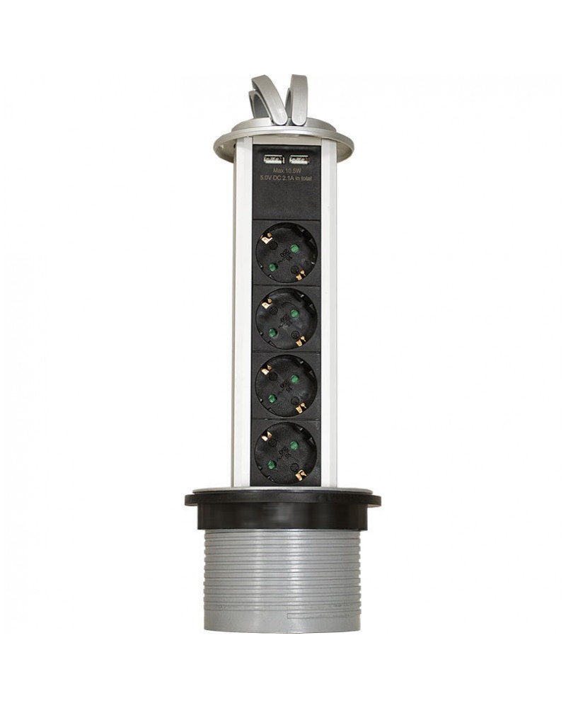 Πολύπριζο επιτραπέζιο 4 θέσεων & 2 USB καλ. 5μ GEYER