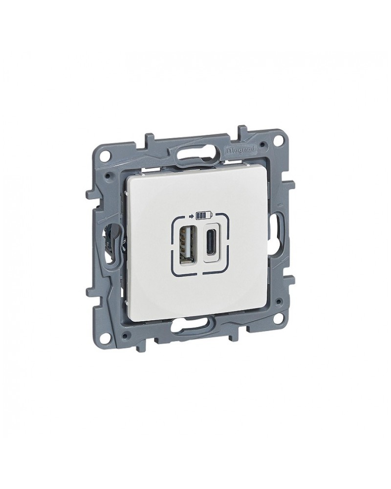 Niloe πρίζα φόρτισης 2xUSB τύπου A+C λευκή LEGRAND