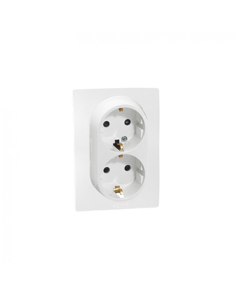 Niloe πρίζα διπλή 2Π+Γ σούκο ασφαλείας λευκή LEGRAND