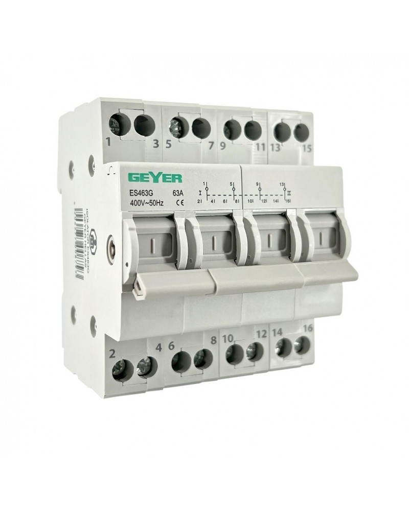 Μεταγωγικός διακόπτης 4 θέσεων (Ι-0-ΙΙ) 4P 63A GEYER