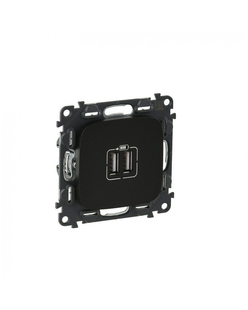 Valena allure πρίζα 2xUSB φορτ. 1500mA μαύρη LEGRAND